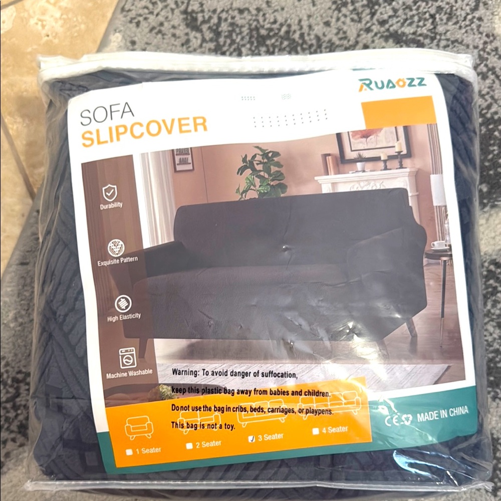 Grey with black Sofa Slipcover